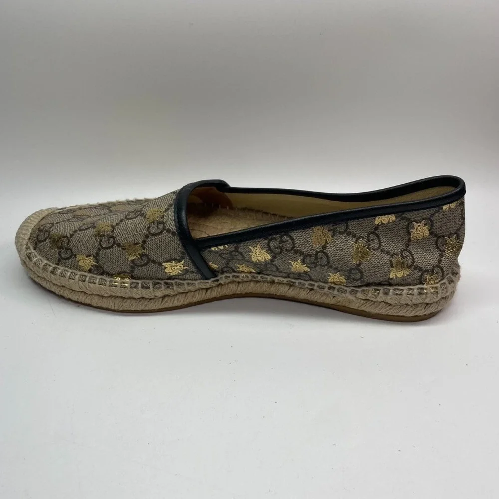 Authentic Gucci Pilar GG Bee Canvas‎ espadrilles 40 Great Condition